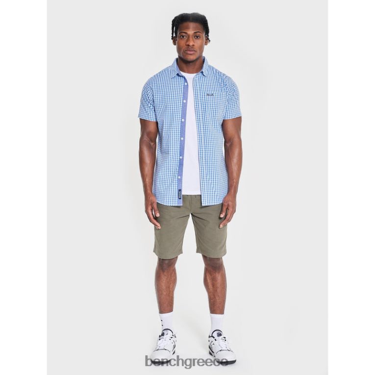 Bench ενδύματα μπλε επιταγή άνδρες Esher κοντομάνικο πουκάμισο 4XTV26